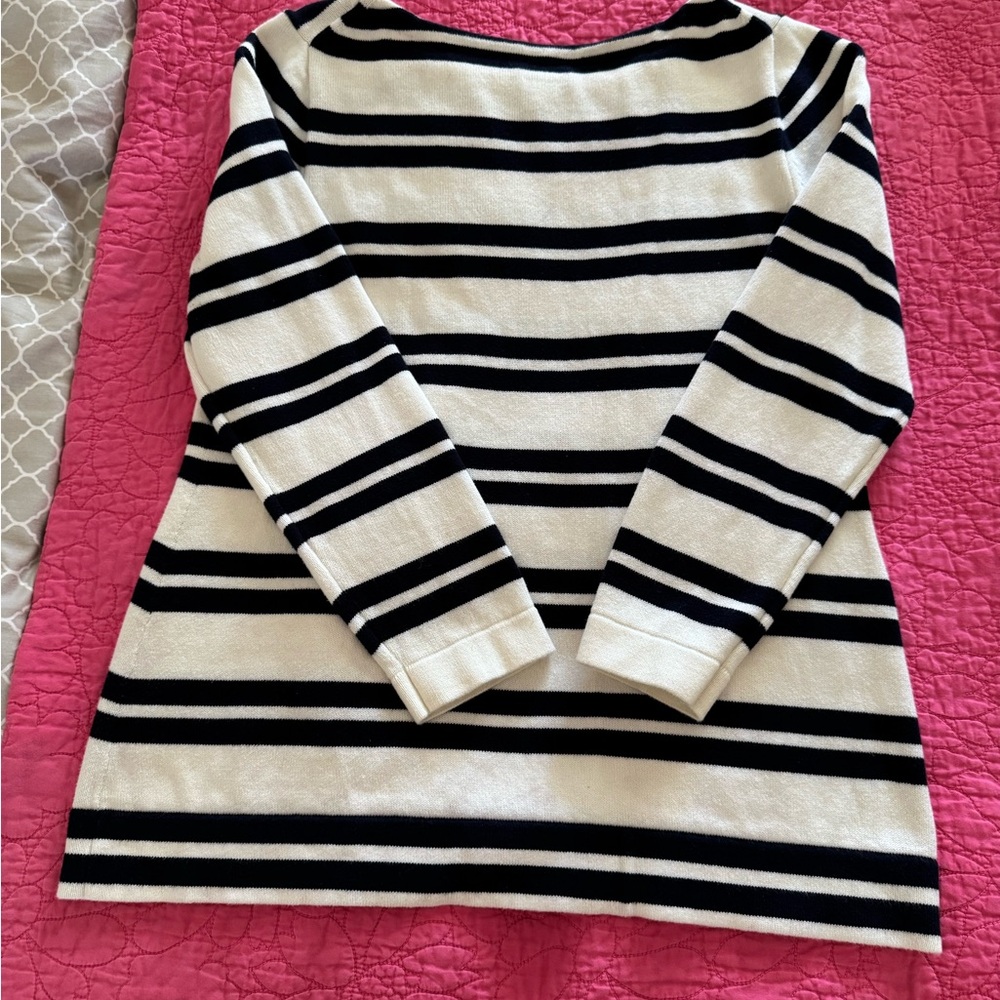 J. Crew Navy and White Striped Long Sleeve Top